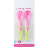 Baby Plastic TPE Encapsulated Cutlery Newborn Baby Spoon And Fork Set