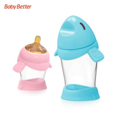 Babybetter BPA free 150ml Baby Borosilicate Glass Baby Milk Feeding Bottle Width Mouth Water Cup with Handle